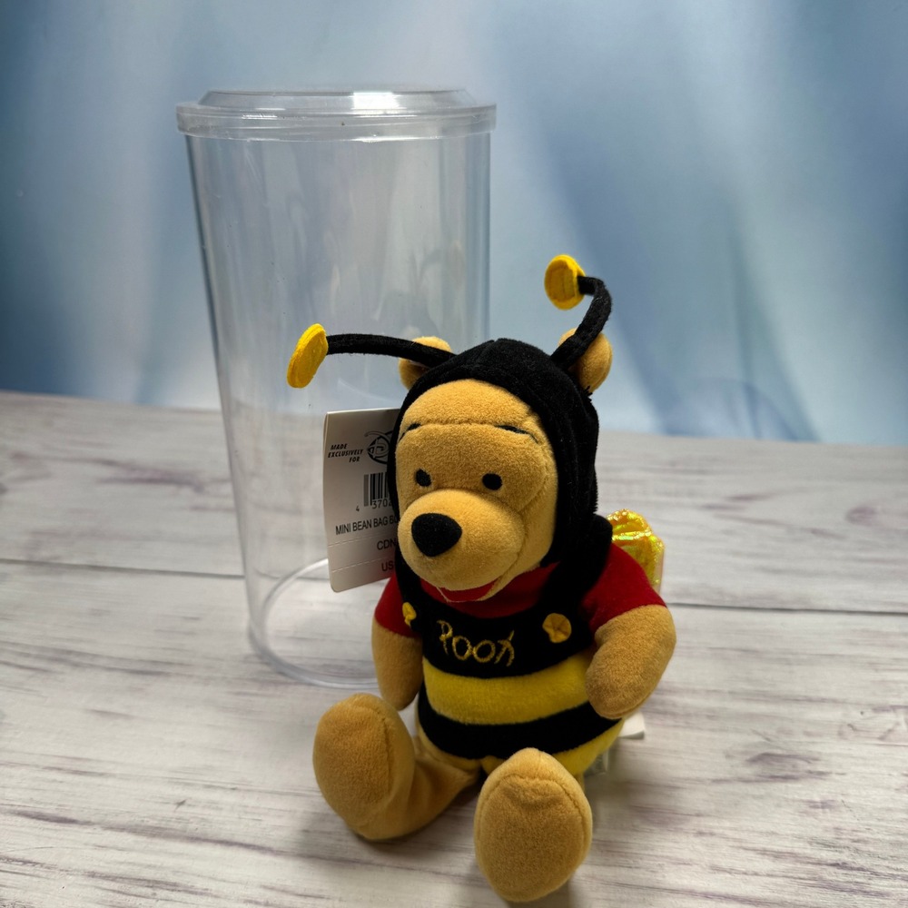 VTG Disney Bumble Bee Pooh Plush 8" Yellow Black 1999 Disneyana Cottagecore Y2K